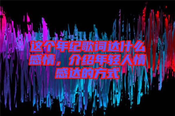 這個年紀歌詞達什么感情，介紹年輕人情感達的方式