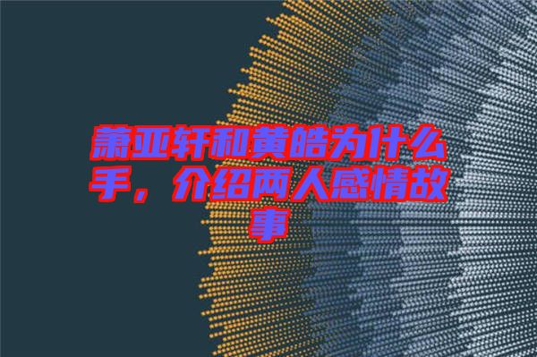 蕭亞軒和黃皓為什么手，介紹兩人感情故事