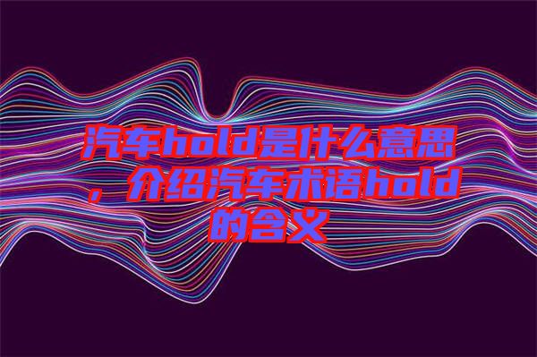 汽車hold是什么意思，介紹汽車術語hold的含義