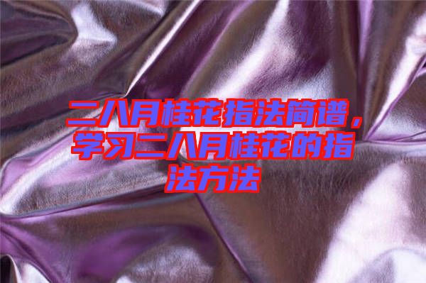 二八月桂花指法簡譜，學(xué)習(xí)二八月桂花的指法方法