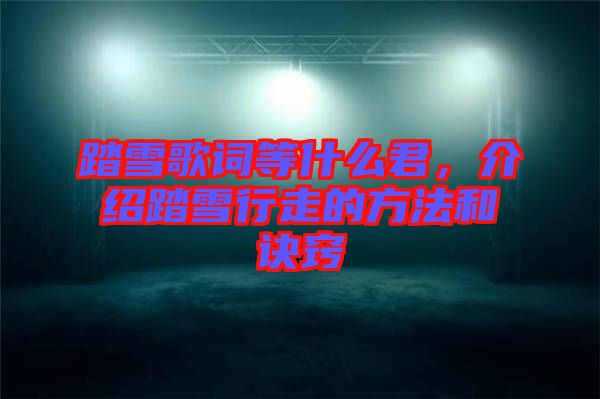 踏雪歌詞等什么君，介紹踏雪行走的方法和訣竅
