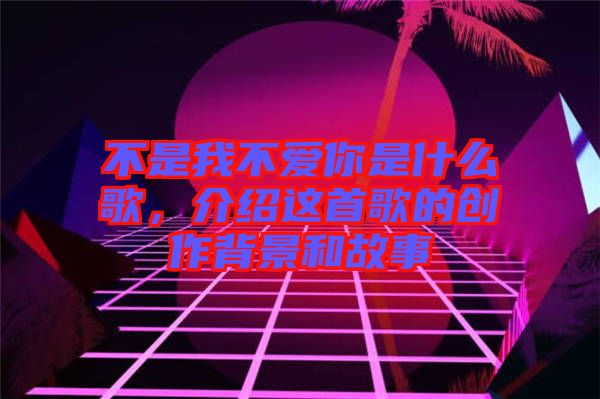 不是我不愛你是什么歌，介紹這首歌的創(chuàng)作背景和故事