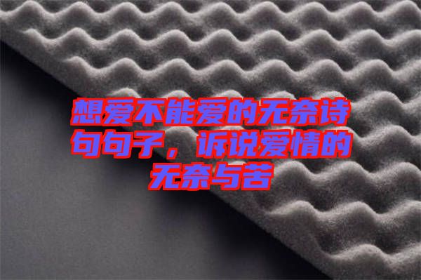 想愛(ài)不能愛(ài)的無(wú)奈詩(shī)句句子，訴說(shuō)愛(ài)情的無(wú)奈與苦