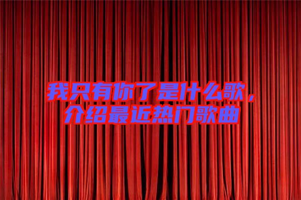 我只有你了是什么歌，介紹最近熱門(mén)歌曲