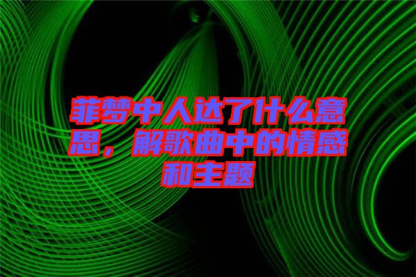 菲夢(mèng)中人達(dá)了什么意思，解歌曲中的情感和主題