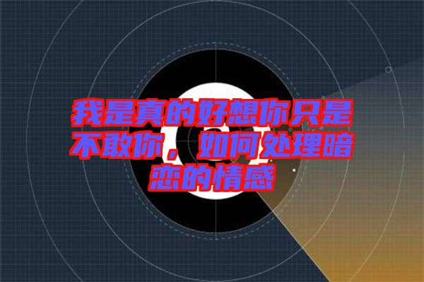 我是真的好想你只是不敢你，如何處理暗戀的情感