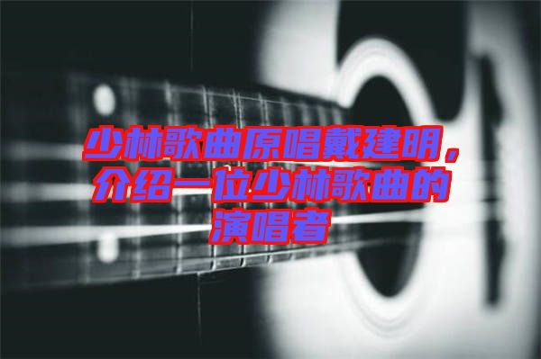 少林歌曲原唱戴建明，介紹一位少林歌曲的演唱者