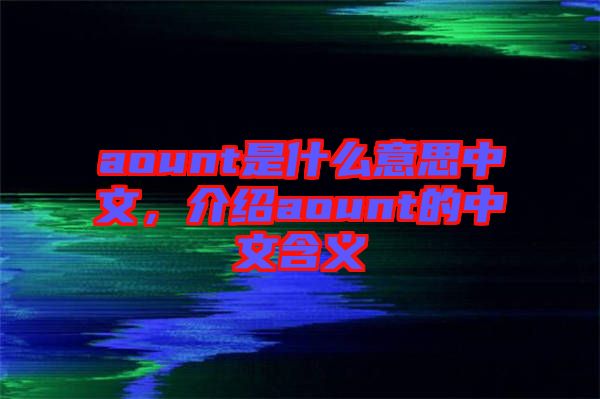 aount是什么意思中文，介紹aount的中文含義