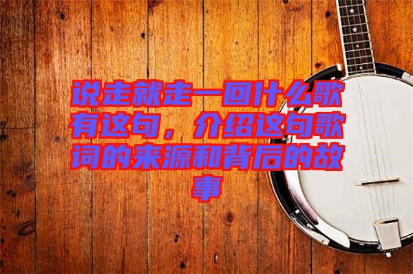 說(shuō)走就走一回什么歌有這句，介紹這句歌詞的來(lái)源和背后的故事