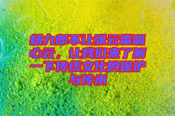 楊九郎不讓張?jiān)评壮脑?，讓我們?lái)了解一下傳統(tǒng)文化的保護(hù)與傳承