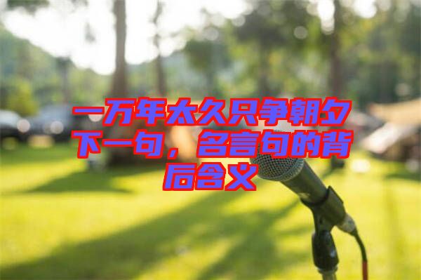 一萬年太久只爭朝夕下一句，名言句的背后含義