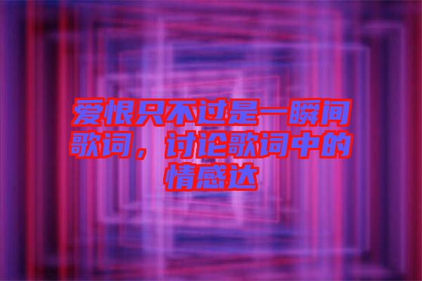 愛恨只不過是一瞬間歌詞，討論歌詞中的情感達(dá)