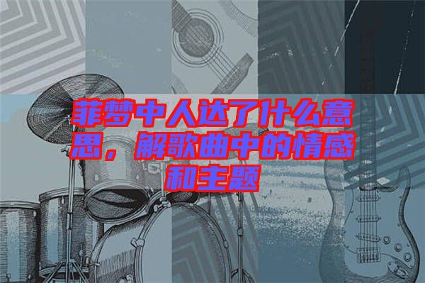 菲夢(mèng)中人達(dá)了什么意思，解歌曲中的情感和主題
