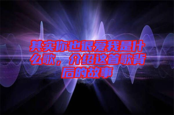 其實你也很愛我是什么歌，介紹這首歌背后的故事