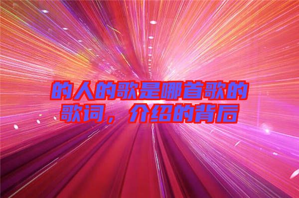 的人的歌是哪首歌的歌詞，介紹的背后