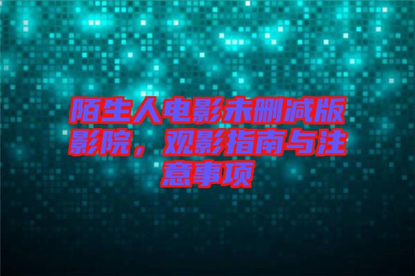 陌生人電影未刪減版影院，觀影指南與注意事項(xiàng)