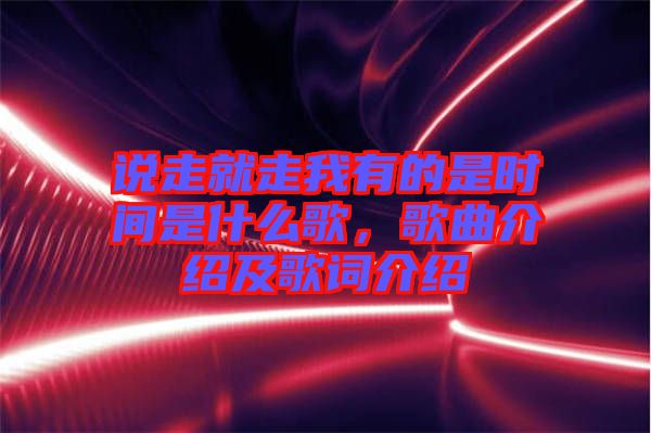 說走就走我有的是時(shí)間是什么歌，歌曲介紹及歌詞介紹