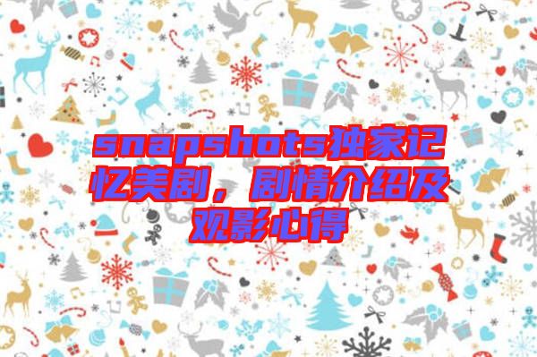 snapshots獨家記憶美劇，劇情介紹及觀影心得