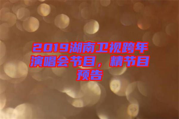 2019湖南衛(wèi)視跨年演唱會節(jié)目，精節(jié)目預告