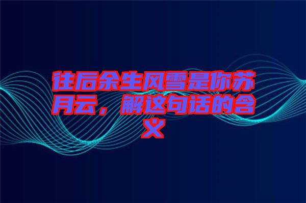 往后余生風雪是你蘇月云，解這句話的含義