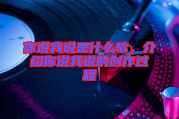 你說我說是什么歌，介紹你說我說的創(chuàng)作過程