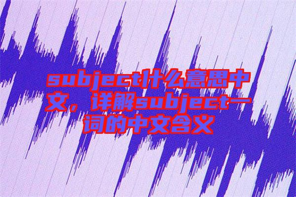 subject什么意思中文，詳解subject一詞的中文含義