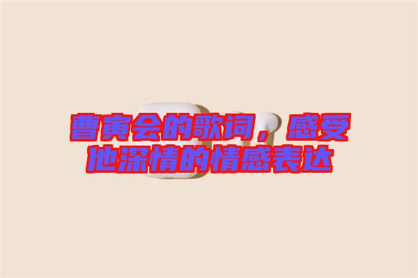 曹寅會(huì)的歌詞，感受他深情的情感表達(dá)
