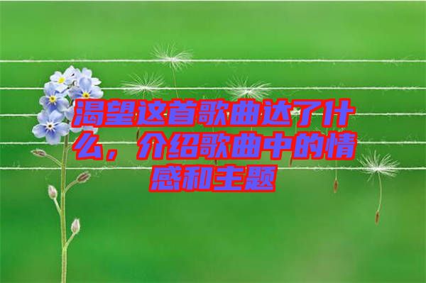 渴望這首歌曲達(dá)了什么，介紹歌曲中的情感和主題