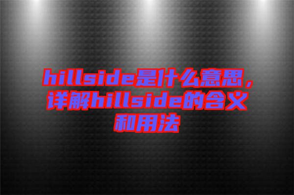 hillside是什么意思，詳解hillside的含義和用法