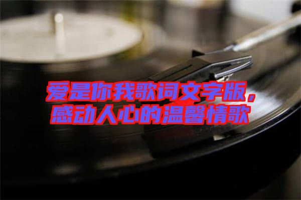 愛是你我歌詞文字版，感動人心的溫馨情歌