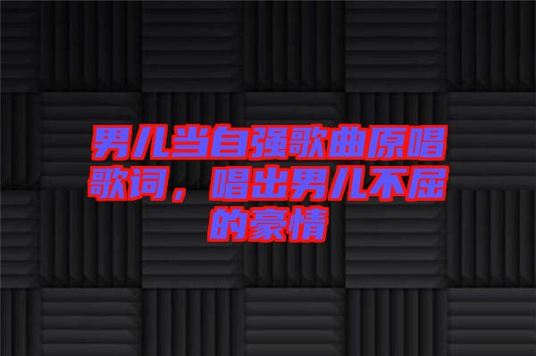 男兒當(dāng)自強(qiáng)歌曲原唱歌詞，唱出男兒不屈的豪情