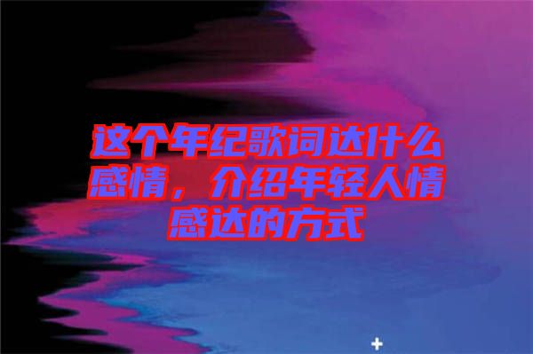 這個(gè)年紀(jì)歌詞達(dá)什么感情，介紹年輕人情感達(dá)的方式