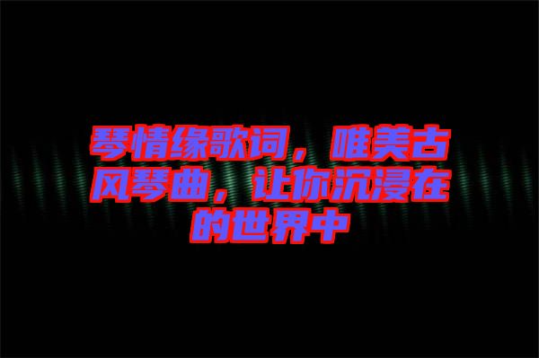琴情緣歌詞，唯美古風(fēng)琴曲，讓你沉浸在的世界中