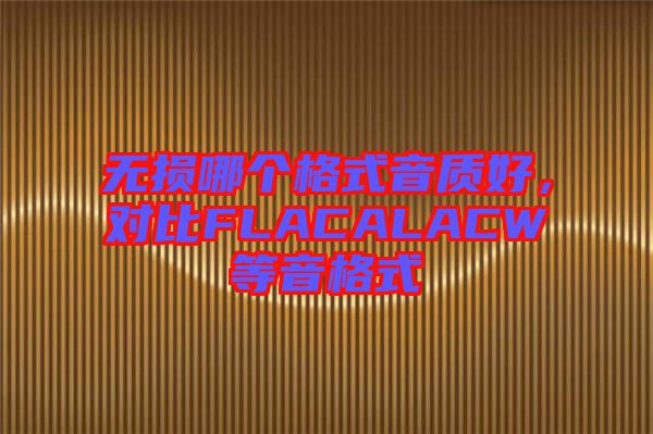無損哪個格式音質(zhì)好，對比FLACALACW等音格式