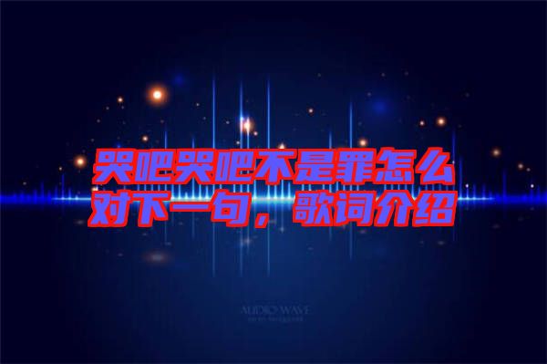 哭吧哭吧不是罪怎么對下一句，歌詞介紹