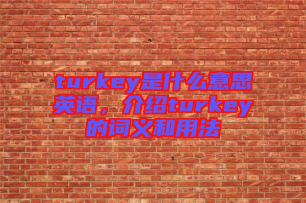 turkey是什么意思英語，介紹turkey的詞義和用法