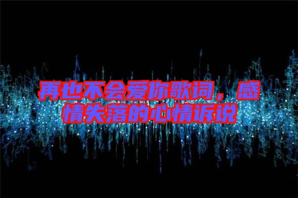再也不會(huì)愛(ài)你歌詞，感情失落的心情訴說(shuō)