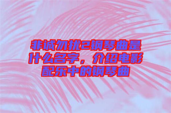 非誠(chéng)勿擾2鋼琴曲是什么名字，介紹電影配樂中的鋼琴曲