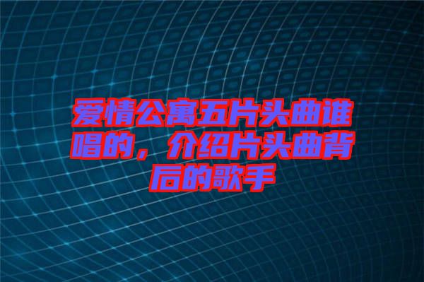 愛(ài)情公寓五片頭曲誰(shuí)唱的，介紹片頭曲背后的歌手