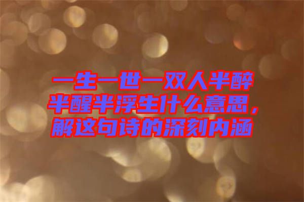 一生一世一雙人半醉半醒半浮生什么意思，解這句詩的深刻內(nèi)涵