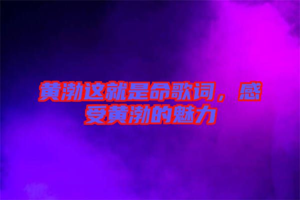 黃渤這就是命歌詞，感受黃渤的魅力
