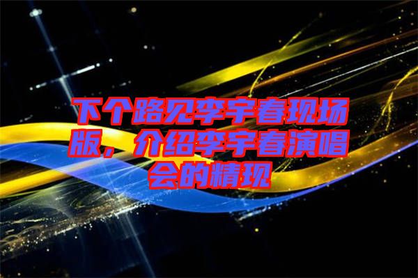 下個路見李宇春現(xiàn)場版，介紹李宇春演唱會的精現(xiàn)