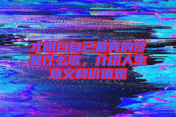 才明白自己最真的夢(mèng)是什么歌，介紹人生意義和價(jià)值觀