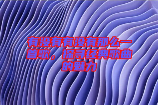 有沒有有沒有那么一首歌，探尋經(jīng)典歌曲的魅力