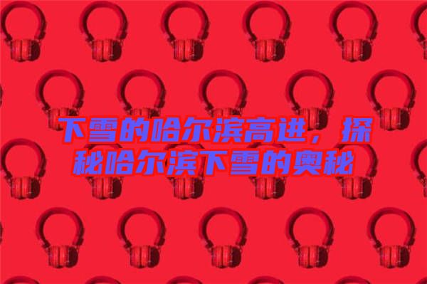 下雪的哈爾濱高進(jìn)，探秘哈爾濱下雪的奧秘