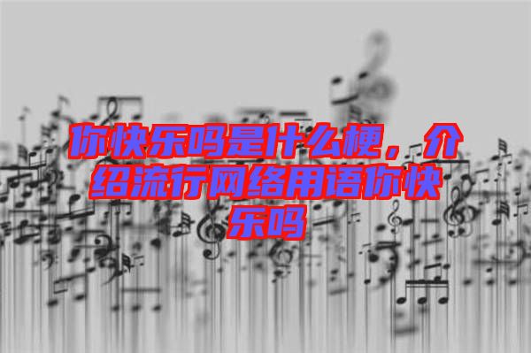 你快樂嗎是什么梗，介紹流行網(wǎng)絡(luò)用語你快樂嗎
