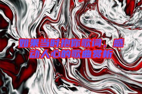 如果當(dāng)時(shí)抱你歌詞，感動(dòng)人心的歌曲賞析