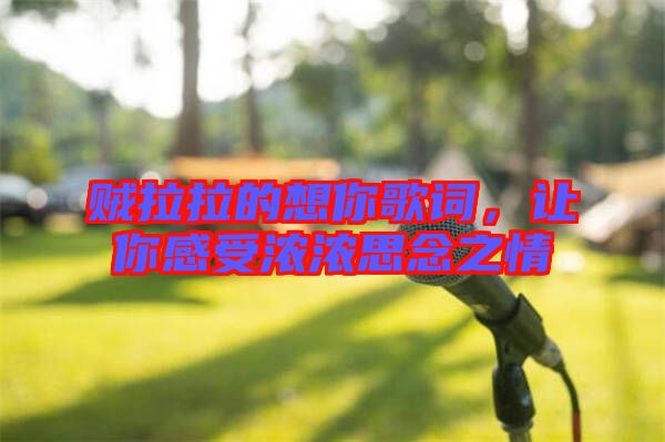 賊拉拉的想你歌詞，讓你感受濃濃思念之情