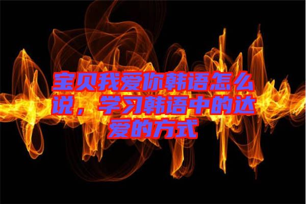 寶貝我愛(ài)你韓語(yǔ)怎么說(shuō)，學(xué)習(xí)韓語(yǔ)中的達(dá)愛(ài)的方式