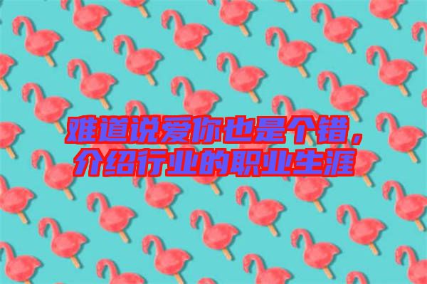 難道說愛你也是個錯，介紹行業(yè)的職業(yè)生涯